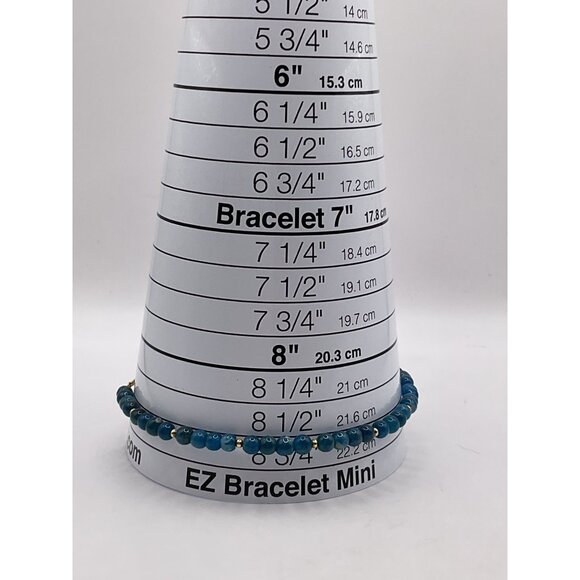 Blue Beaded Adjustable Bracelet With Gold Chain Accents - Picture 4 of 4